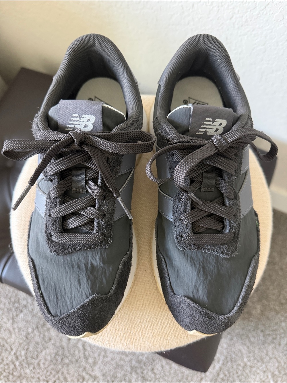New Balance Black and Gray Lace-Up Athletic Sneakers